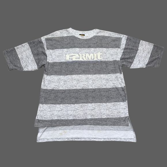 Permit Sport VTG 80s/90s Striped SS Gray Tee Size L GUC RARE - Picture 1 of 10